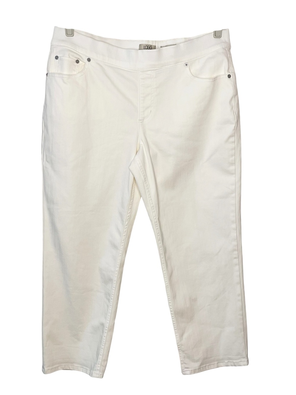 Logo Lori Goldstein Jeans Boyfriend Pull On Ivory White Size 16 Petite